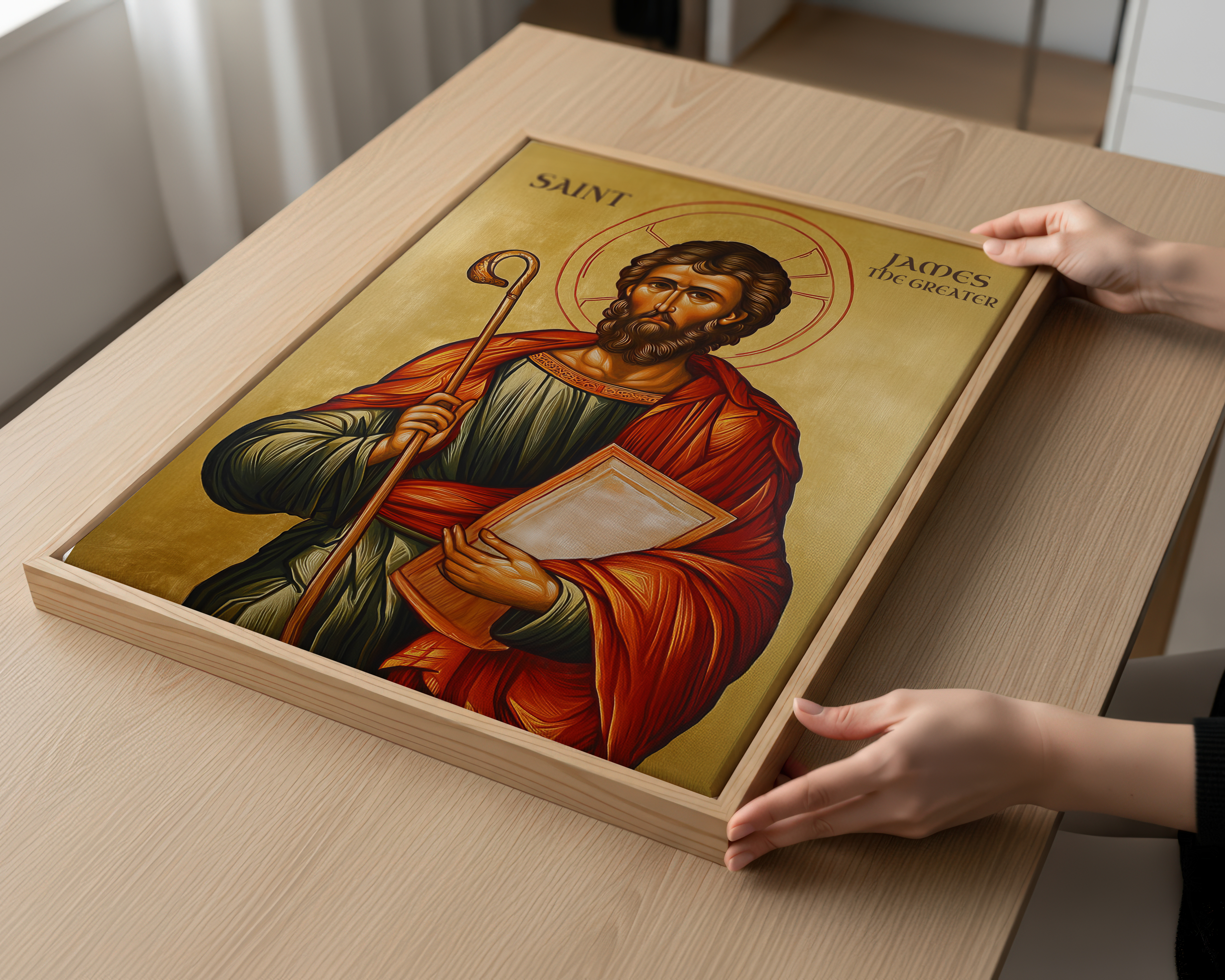 Saint James the Greater Icon Wall Art, Baptism & Pilgrim Gift, Camino Saint Orthodox Decor