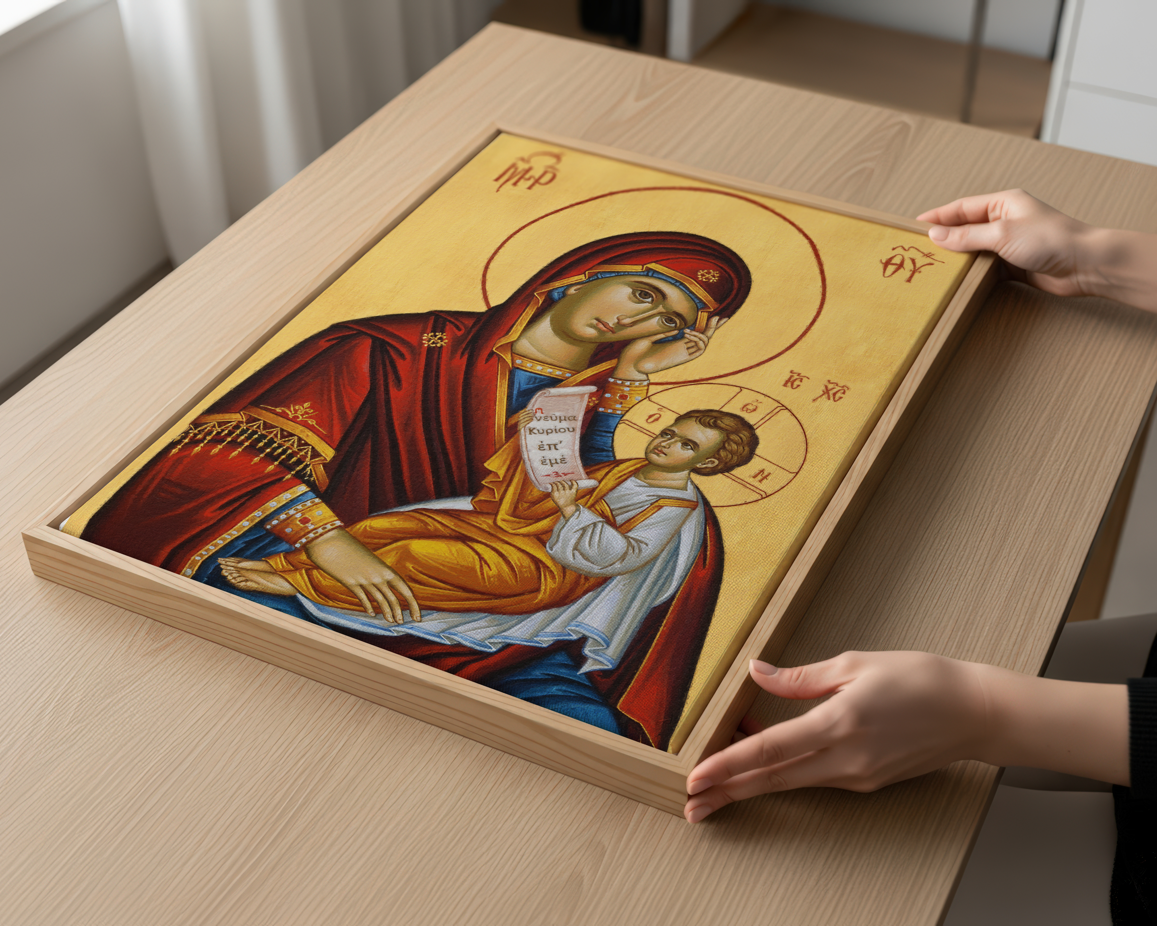 Virgin Mary and Child Orthodox Icon Print, Marian Home Decor, Holygraceart