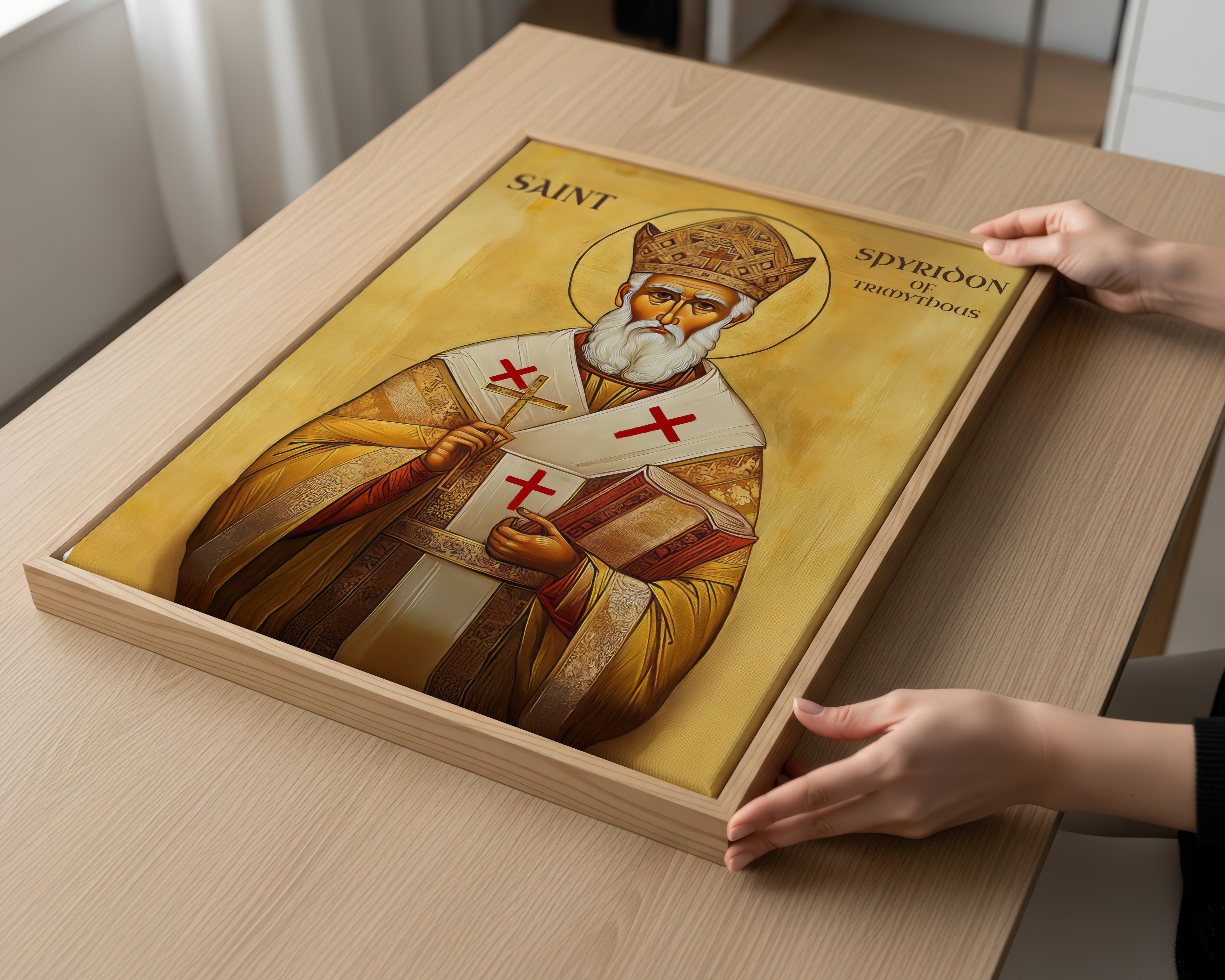 Saint Spyridon of Trimythous Icon Print, Clergy & Bishop Gift, Orthodox Home Decor