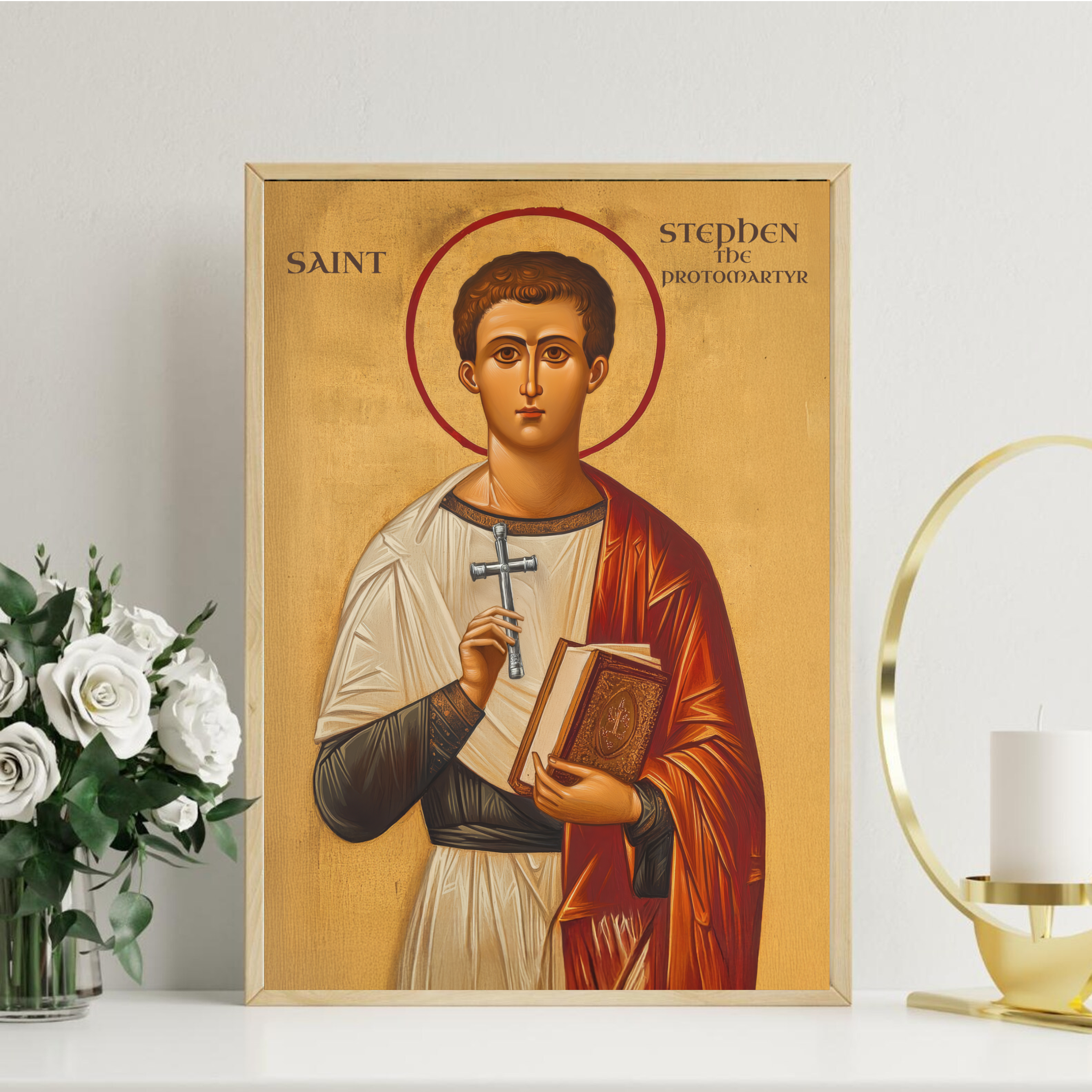 Saint Stephen the Protomartyr Icon Wall Art, Deacon Gift Orthodox Print, Holygraceart