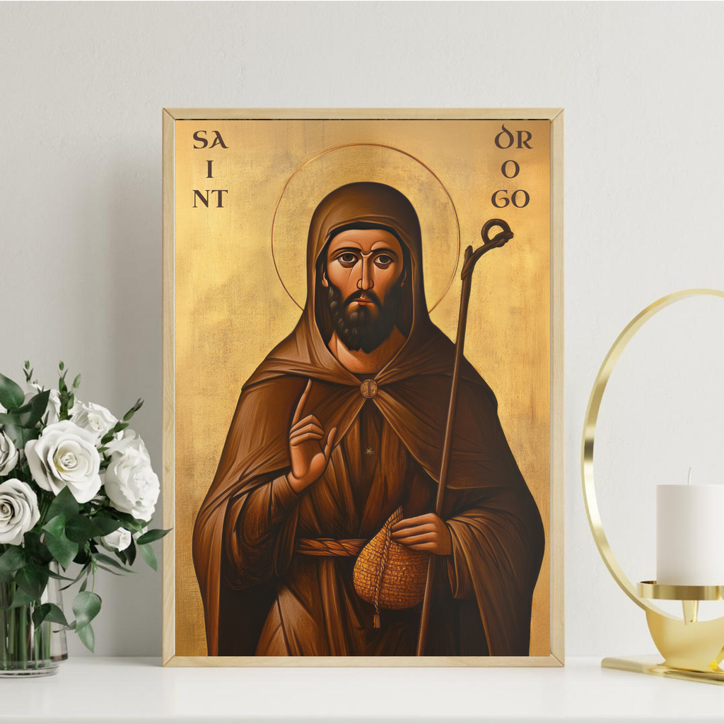 Saint Drogo Icon Wall Art, Shepherd Gift Orthodox Decor, Holygraceart