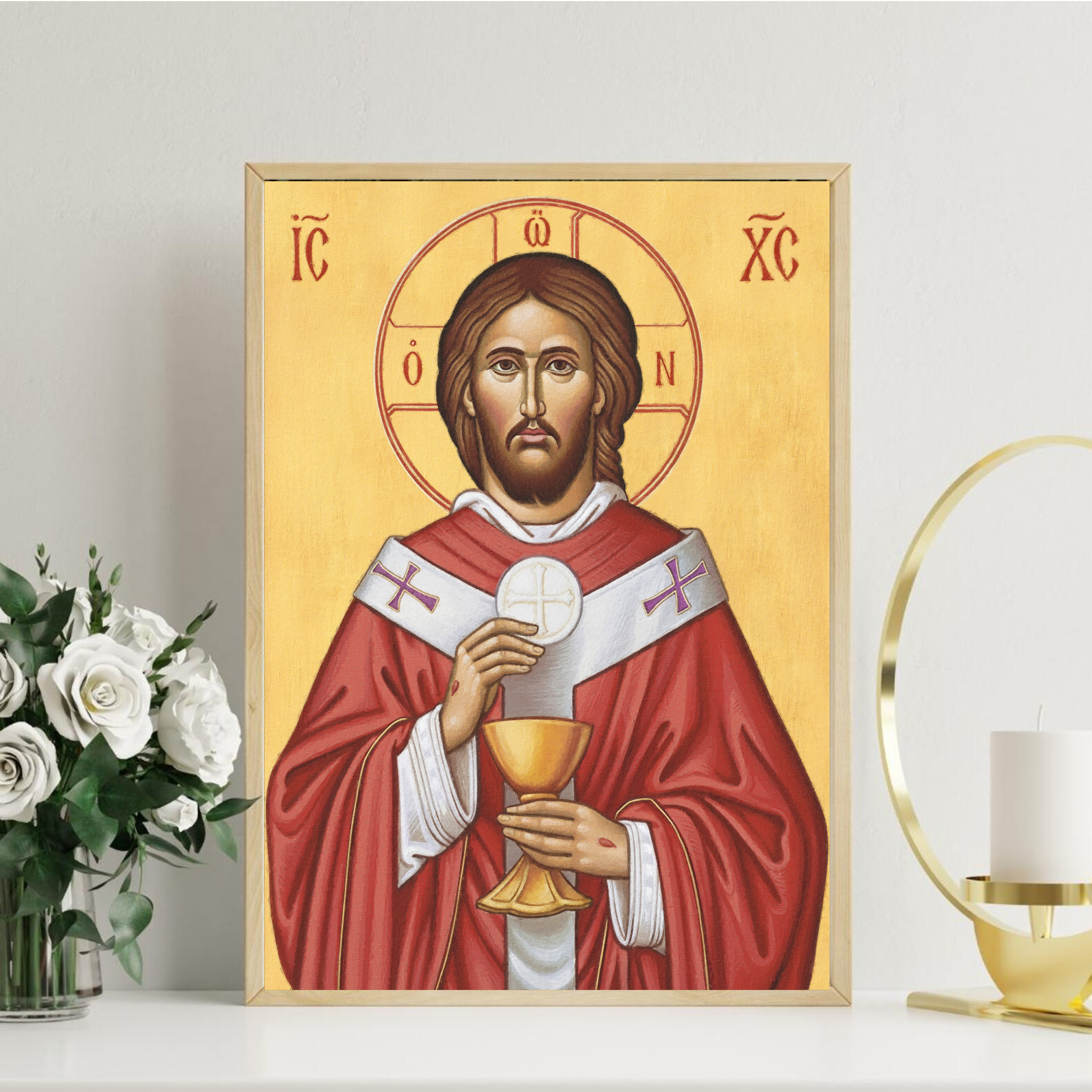 Jesus Christ Eucharistic Orthodox Icon, Priest Gift, Altar Blessing Decor, Holygraceart