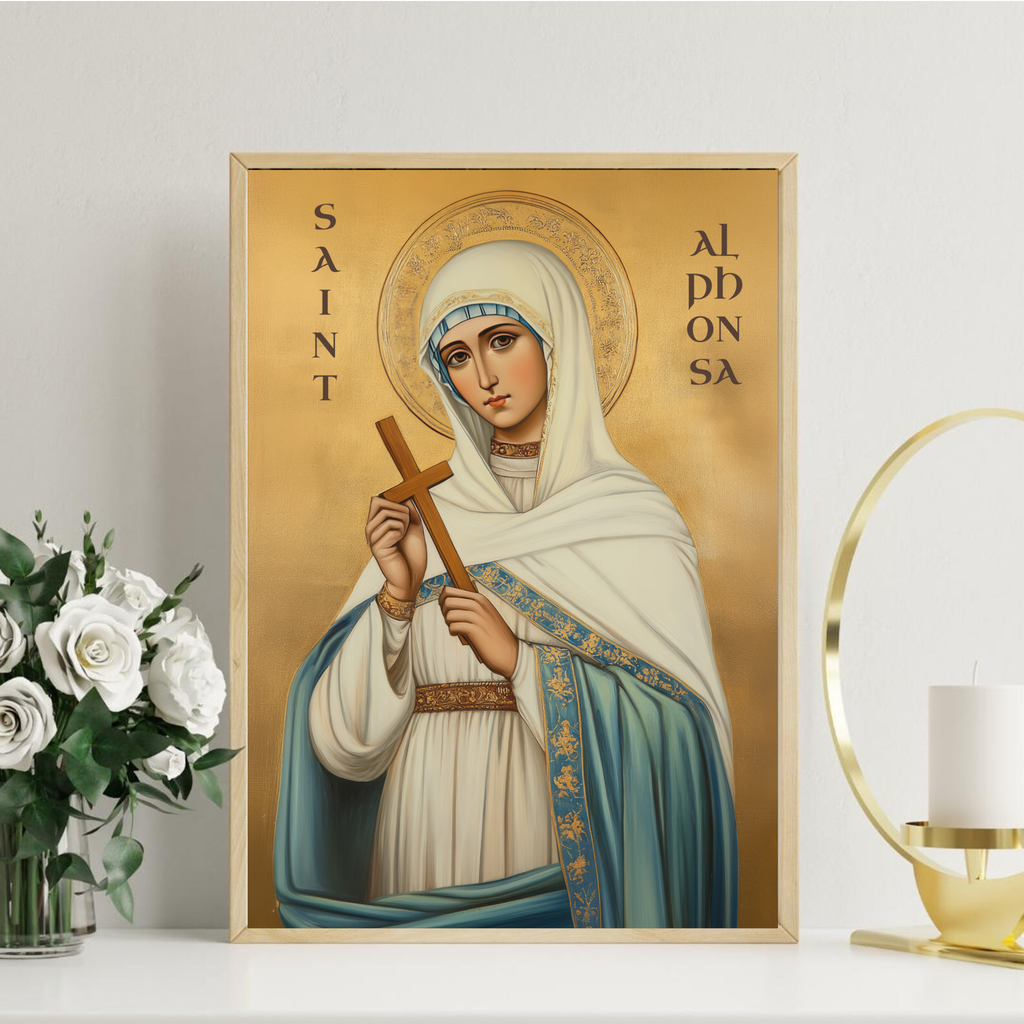 Saint Alphonsa Icon Wall Art, Suffering with Grace Gift Orthodox Decor, Holygraceart