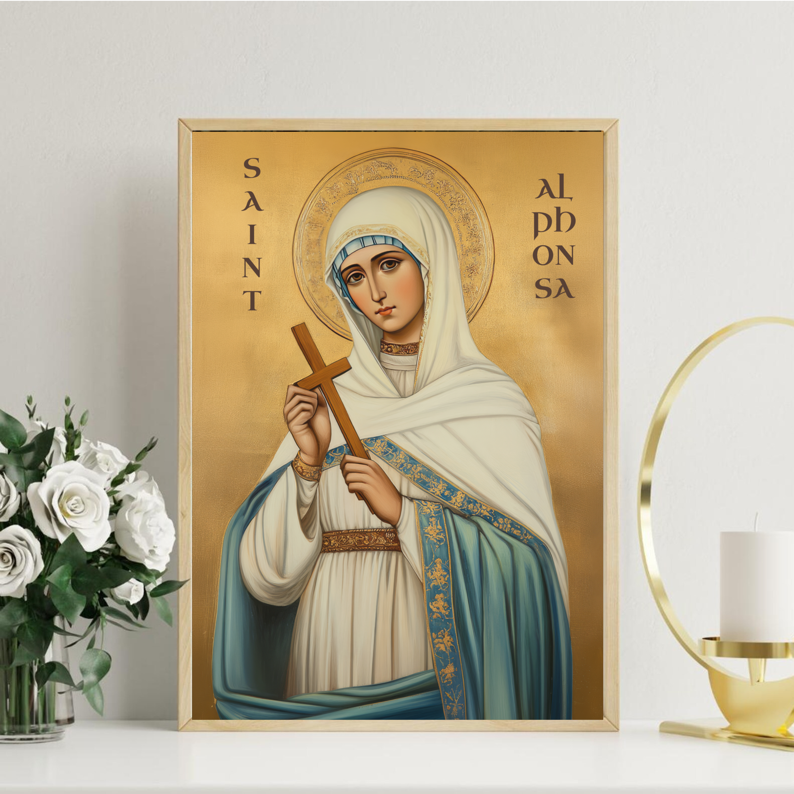 Saint Alphonsa Icon Wall Art, Suffering with Grace Gift Orthodox Decor, Holygraceart