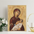 Virgin Mary and Child Orthodox Icon Print, Pregnancy and Baby Blessing Gift