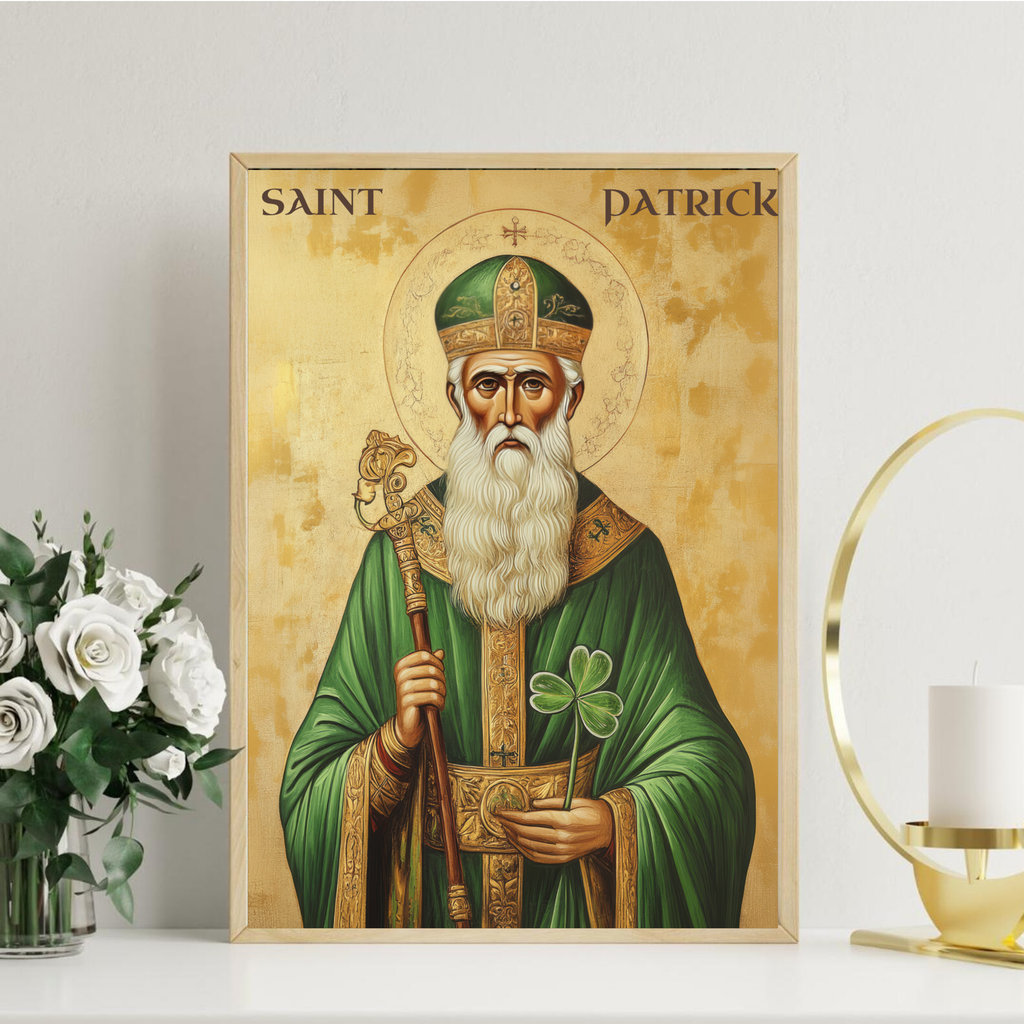 Saint Patrick Icon Wall Art, Irish Blessing Gift Orthodox Decor, Holygraceart