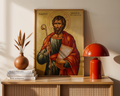 Saint James the Greater Icon Wall Art, Baptism & Pilgrim Gift, Camino Saint Orthodox Decor
