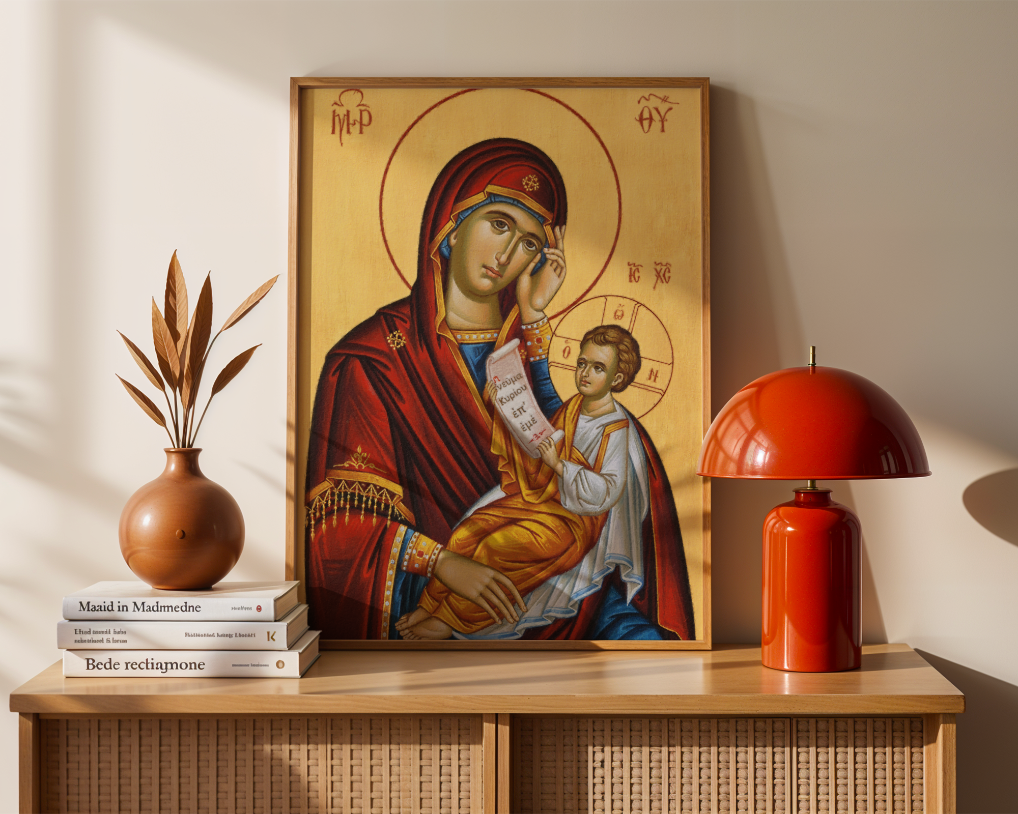 Virgin Mary and Child Orthodox Icon Print, Marian Home Decor, Holygraceart