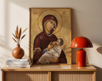 Virgin Mary and Child Orthodox Icon Print, Pregnancy and Baby Blessing Gift