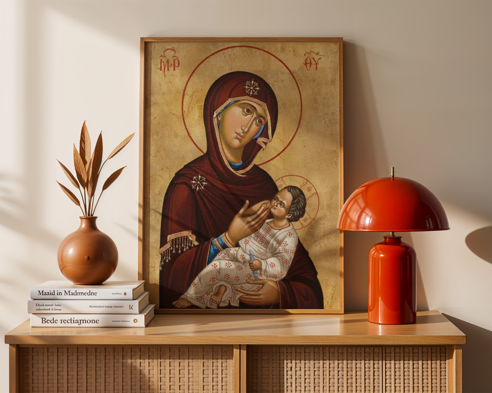 Virgin Mary and Child Orthodox Icon Print, Pregnancy and Baby Blessing Gift