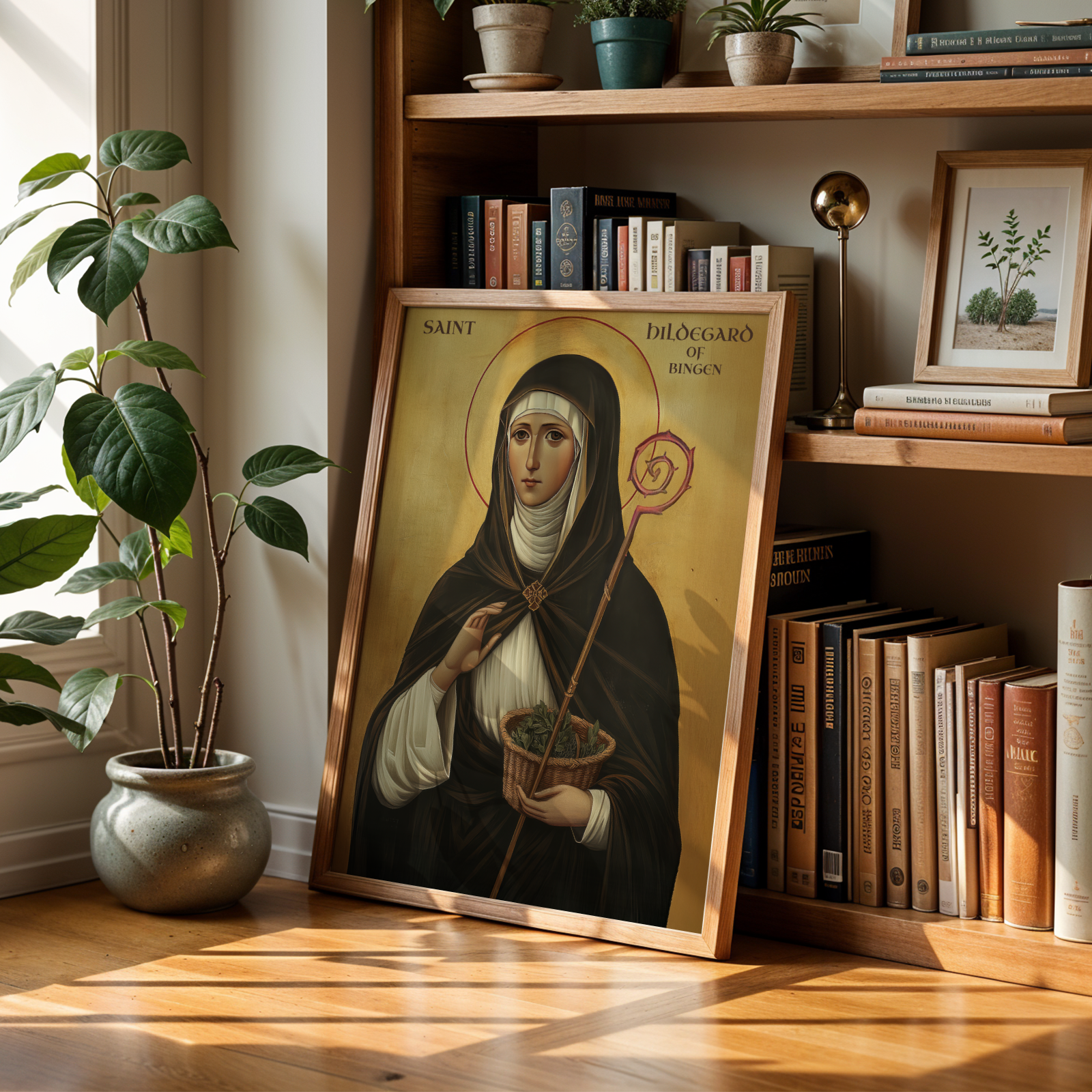 Saint Hildegard of Bingen Icon Print, Spiritual Wisdom Gift, Byzantine Wall Art, Holygraceart