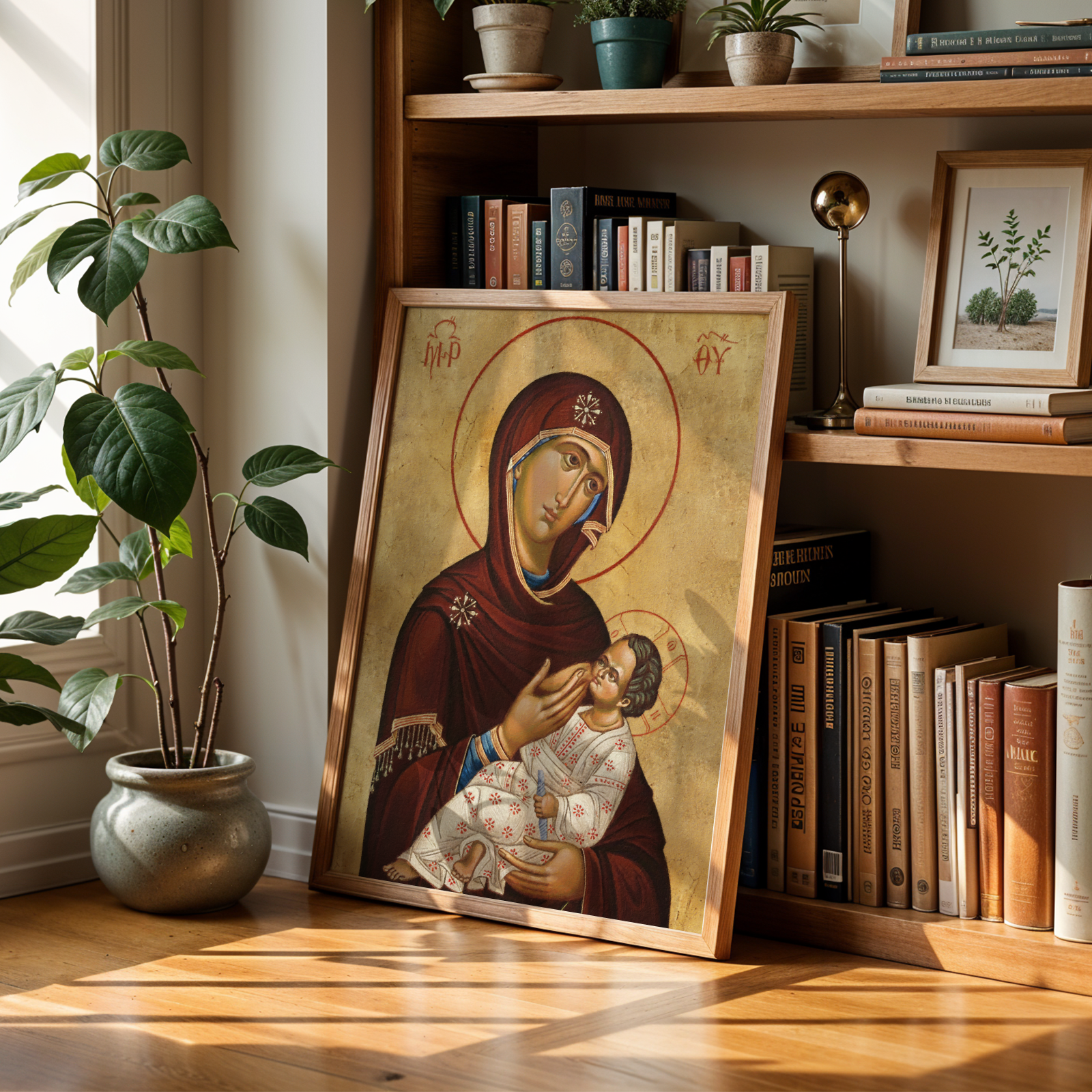 Virgin Mary and Child Orthodox Icon Print, Pregnancy and Baby Blessing Gift