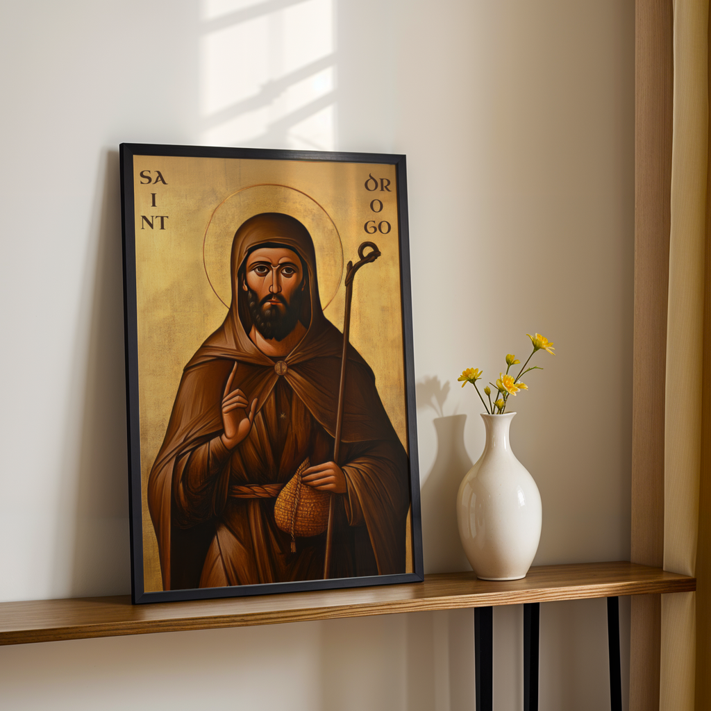 Saint Drogo Icon Wall Art, Shepherd Gift Orthodox Decor, Holygraceart