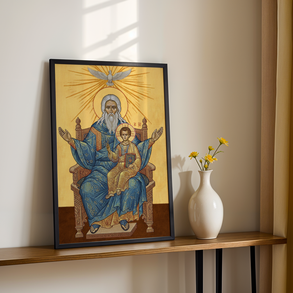 God the Father and Christ Orthodox Icon Print, Trinity Devotion Gift,Christian Wall Art