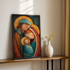 Stylized Holy Family Print, Family Blessing Gift, Christian Prayer Wall Art, Holygraceart