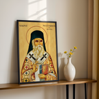 Saint Nectarios of Aegina Icon Print, Wonderworking Bishop Orthodox Wall Art, Holygraceart