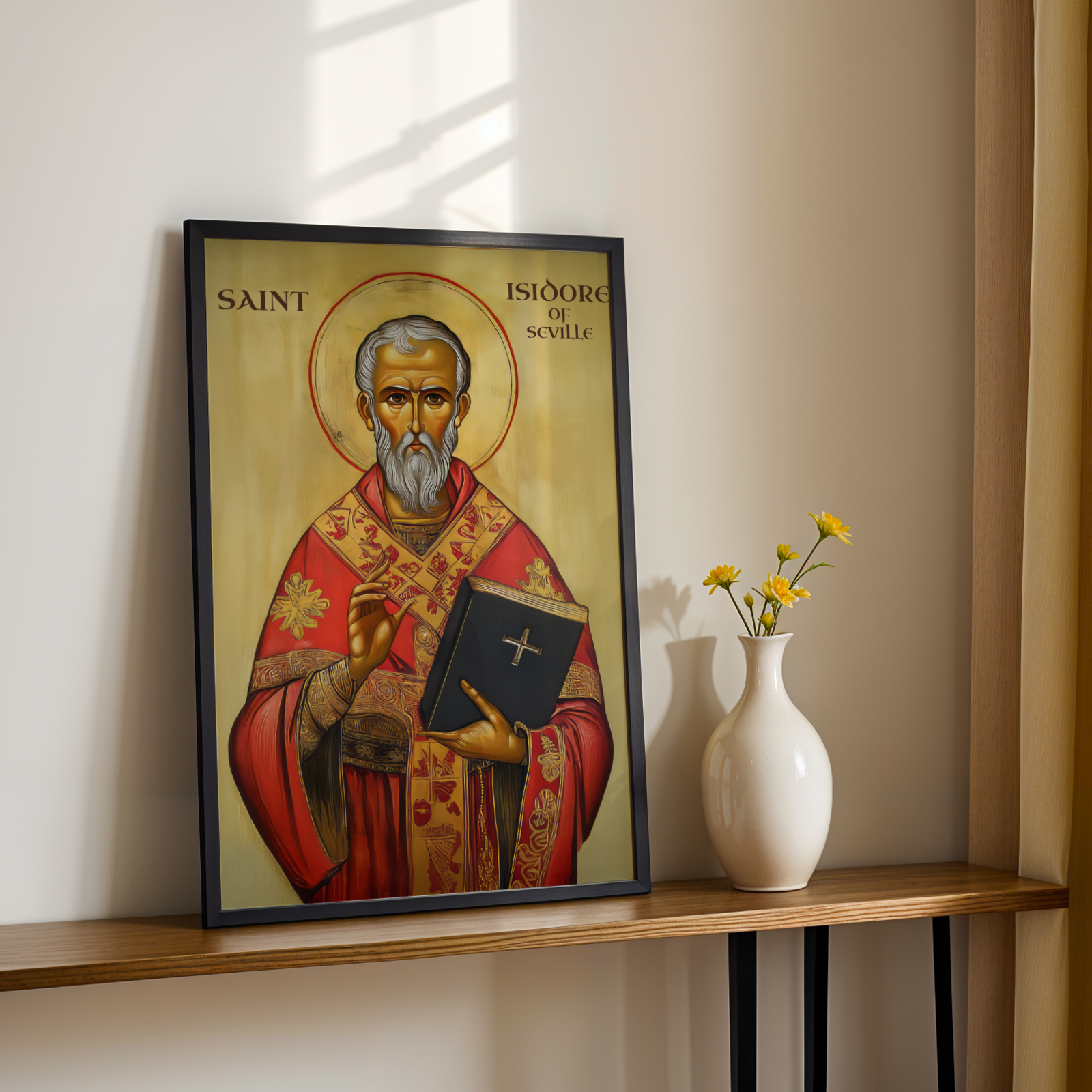 Saint Isidore of Seville Icon Wall Art, Wisdom and Learning Gift Orthodox, Holygraceart