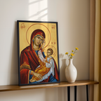 Virgin Mary and Child Orthodox Icon Print, Marian Home Decor, Holygraceart