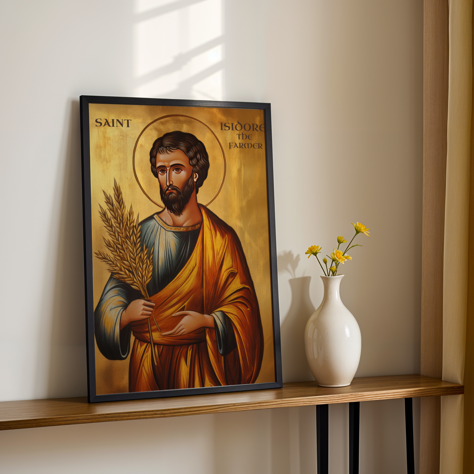 Saint Isidore the Farmer Icon Print, House Blessing and Baptism Gift, Holygraceart
