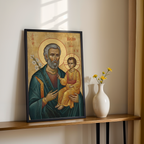 Saint Joseph the Betrothed Icon Wall Art, Family Blessing Gift Orthodox Wall Art, Holygraceart