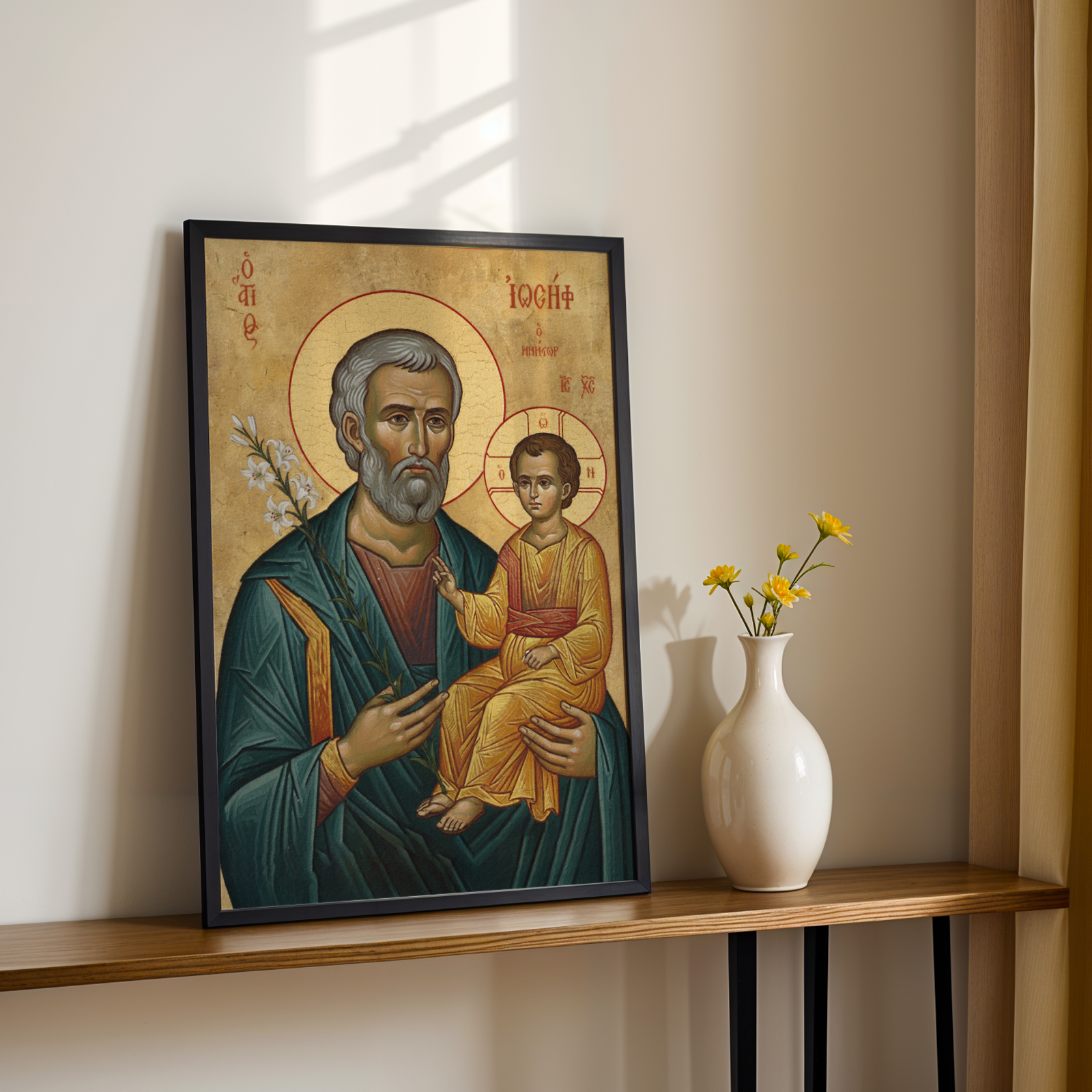 Saint Joseph the Betrothed Icon Wall Art, Family Blessing Gift Orthodox Wall Art, Holygraceart
