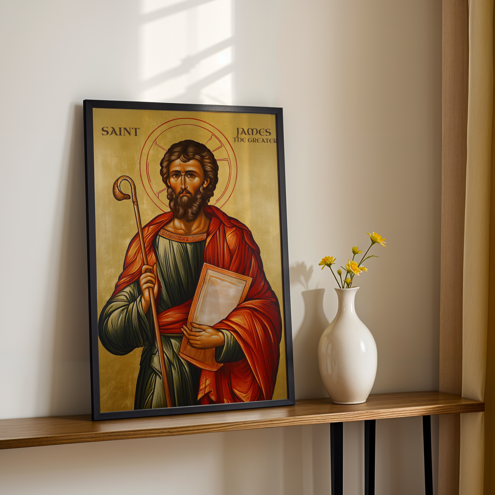 Saint James the Greater Icon Wall Art, Baptism & Pilgrim Gift, Camino Saint Orthodox Decor