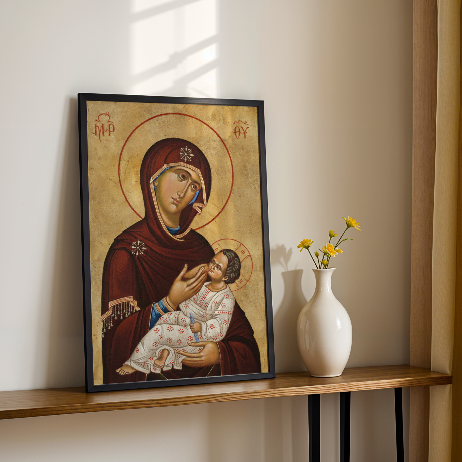 Virgin Mary and Child Orthodox Icon Print, Pregnancy and Baby Blessing Gift