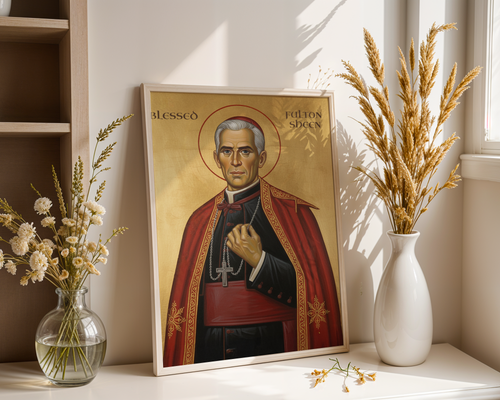 Blessed Fulton Sheen Icon Wall Art, Preacher Gift Orthodox Home Decor, Holygraceart