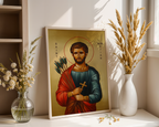 Saint Sebastian Icon Wall Art, Courage and Protection Gift Orthodox, Holygraceart