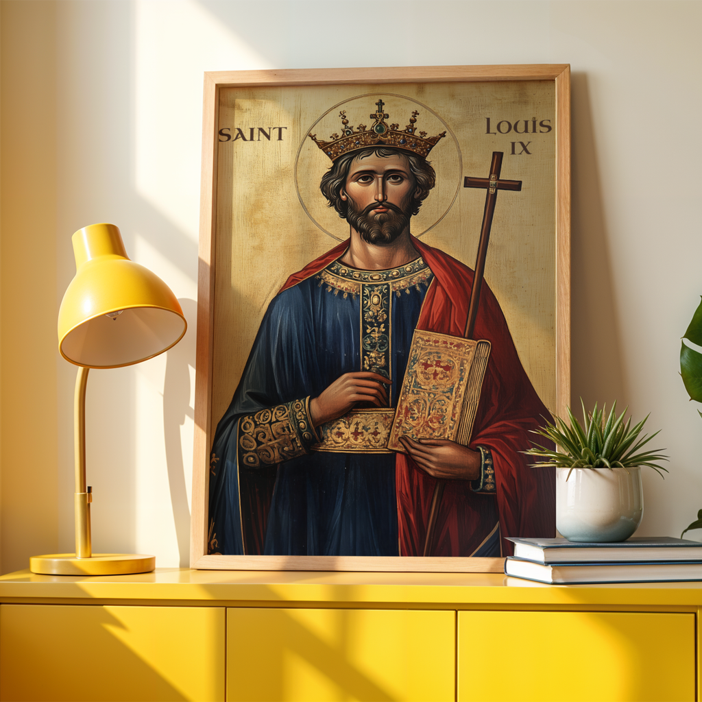 Saint Louis IX of France Icon Print, Patron Saint of Leaders, Kingly Faith Gift, Holygraceart