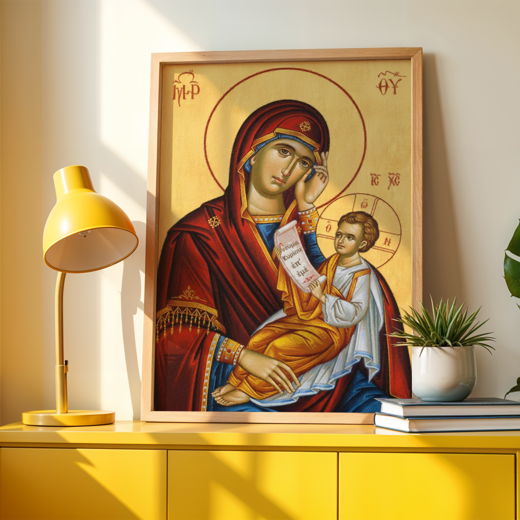 Virgin Mary and Child Orthodox Icon Print, Marian Home Decor, Holygraceart