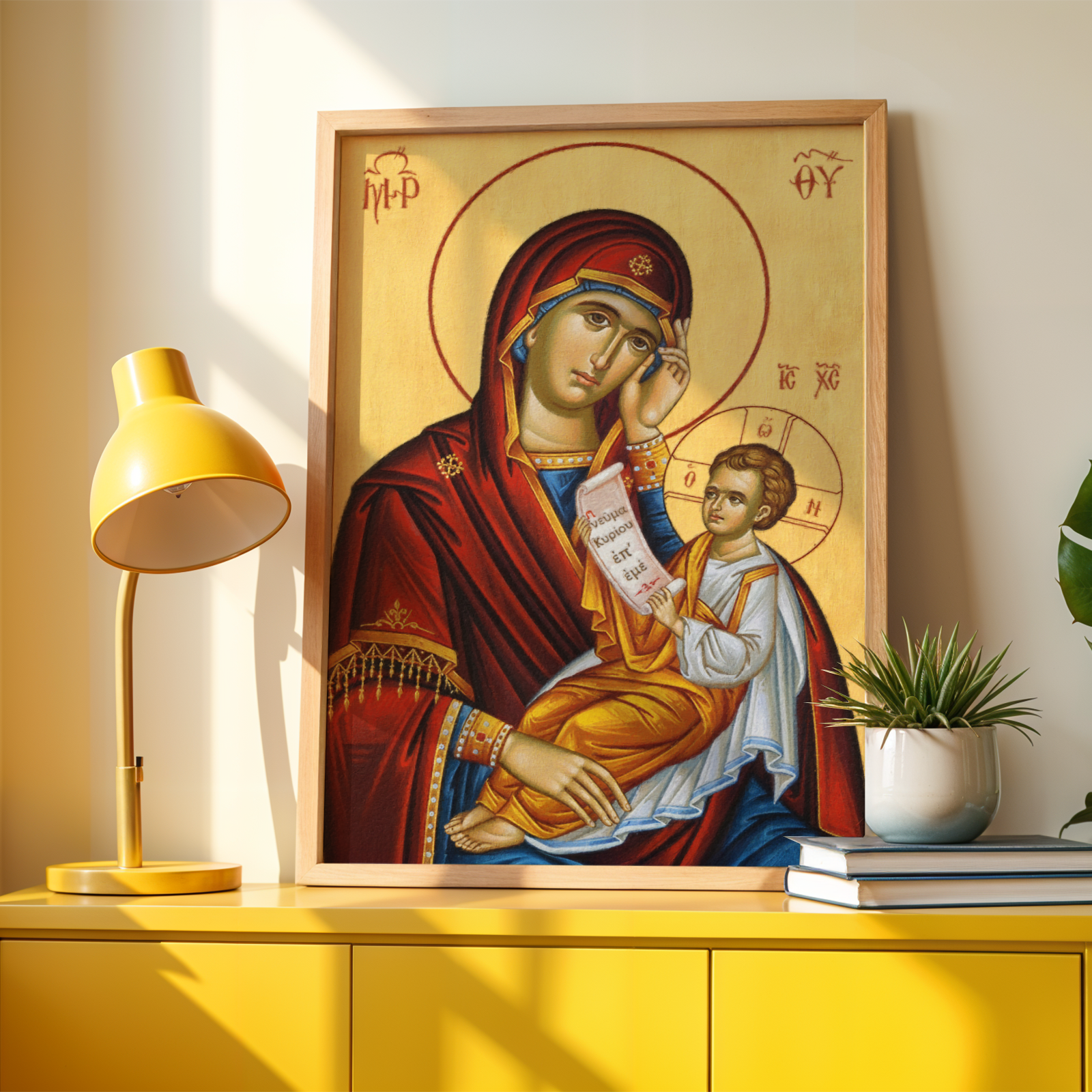 Virgin Mary and Child Orthodox Icon Print, Marian Home Decor, Holygraceart