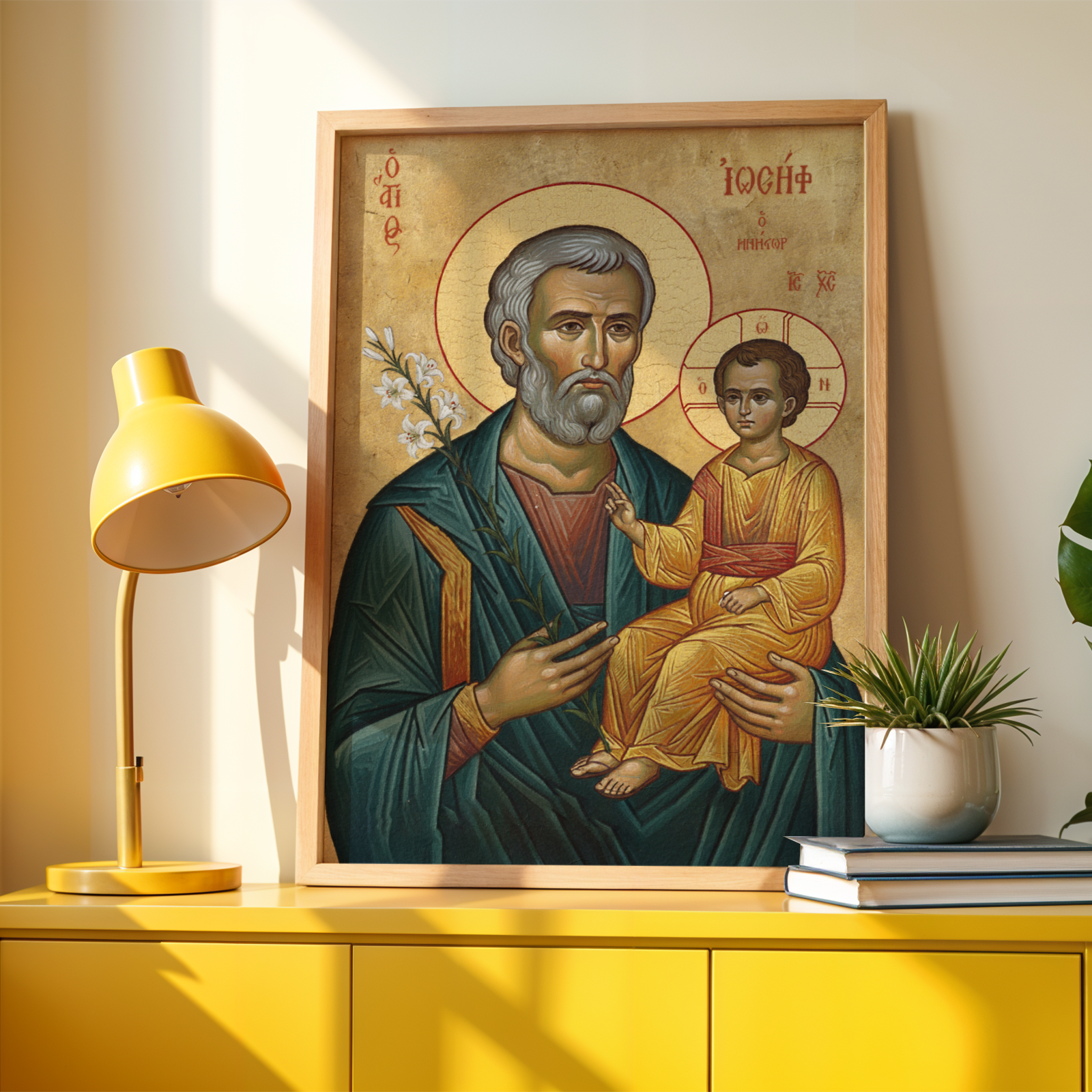 Saint Joseph the Betrothed Icon Wall Art, Family Blessing Gift Orthodox Wall Art, Holygraceart