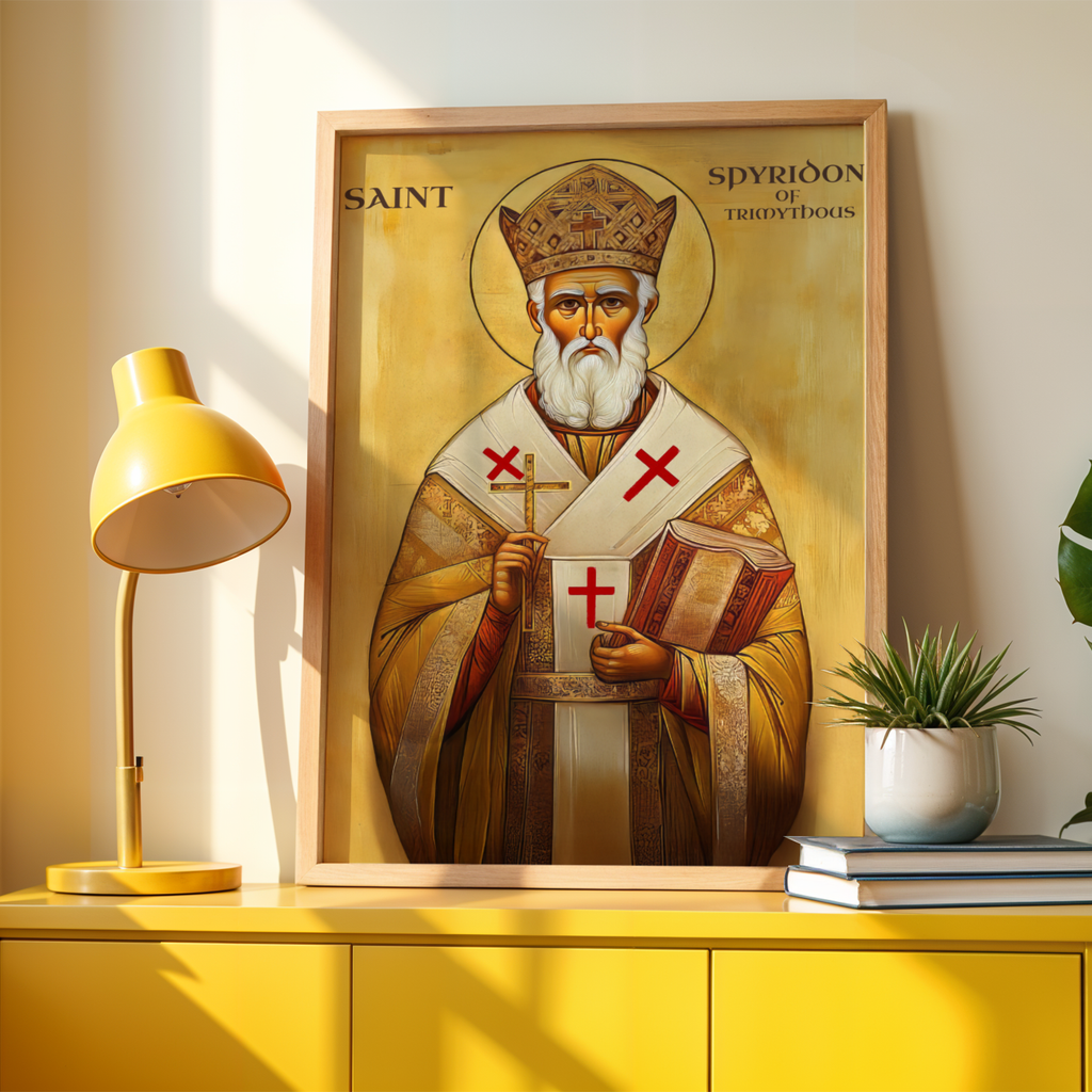 Saint Spyridon of Trimythous Icon Print, Clergy & Bishop Gift, Orthodox Home Decor