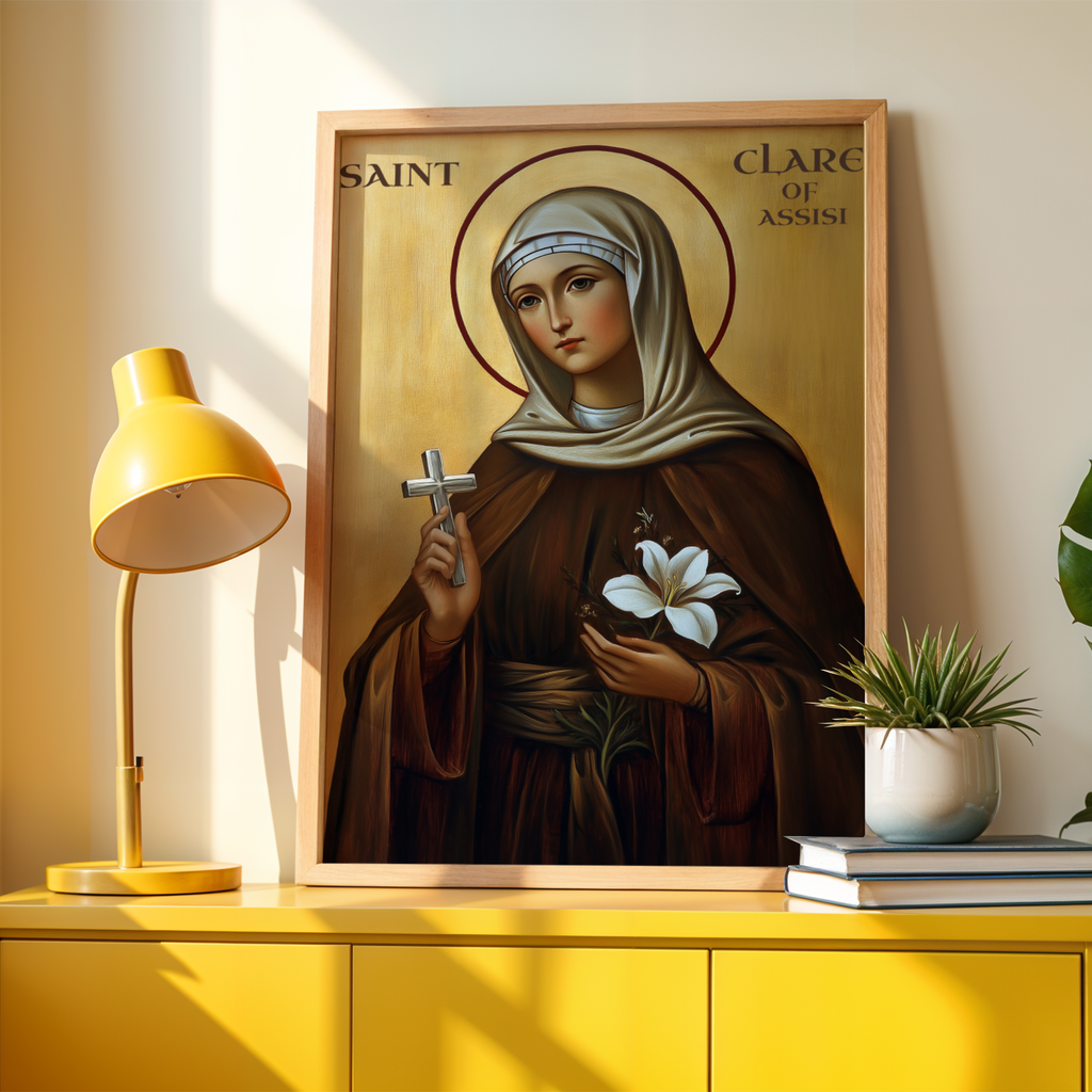 Saint Clare of Assisi Icon Print, Vocation Gift, Sacred Decor, Holygraceart
