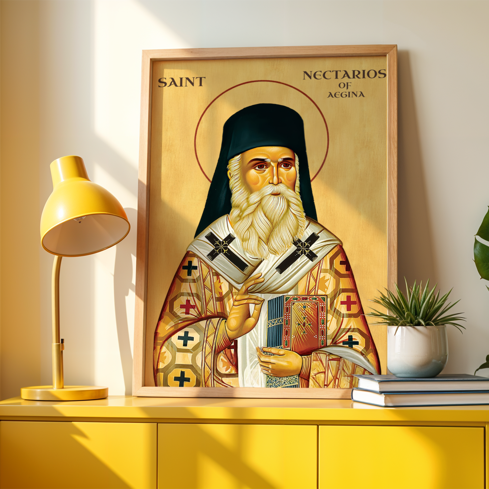 Saint Nectarios of Aegina Icon Print, Wonderworking Bishop Orthodox Wall Art, Holygraceart