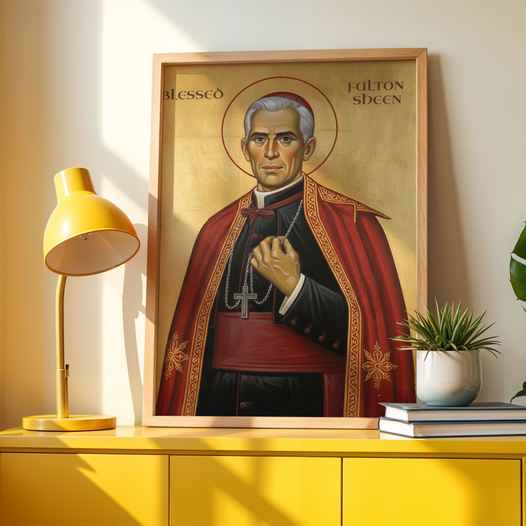 Blessed Fulton Sheen Icon Wall Art, Preacher Gift Orthodox Home Decor, Holygraceart