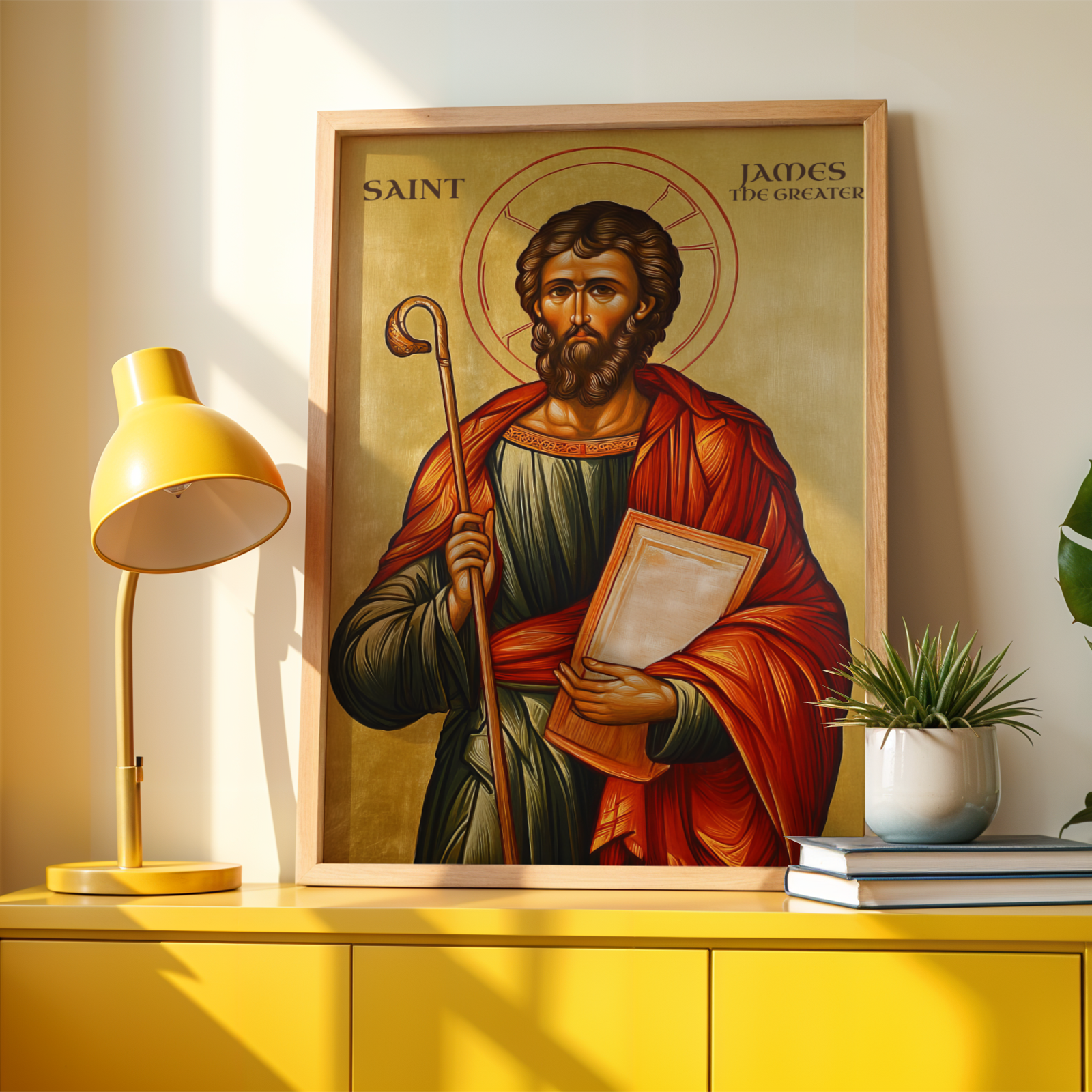 Saint James the Greater Icon Wall Art, Baptism & Pilgrim Gift, Camino Saint Orthodox Decor