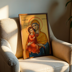 Saint Anna and the Virgin Mary Icon Wall Art, Sacred Family Gift Byzantine Decor, Holygraceart
