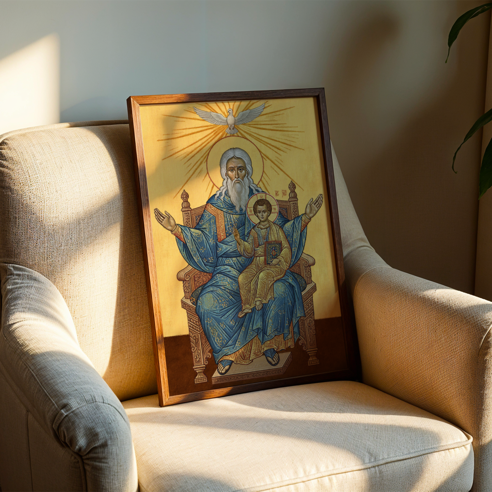 God the Father and Christ Orthodox Icon Print, Trinity Devotion Gift,Christian Wall Art
