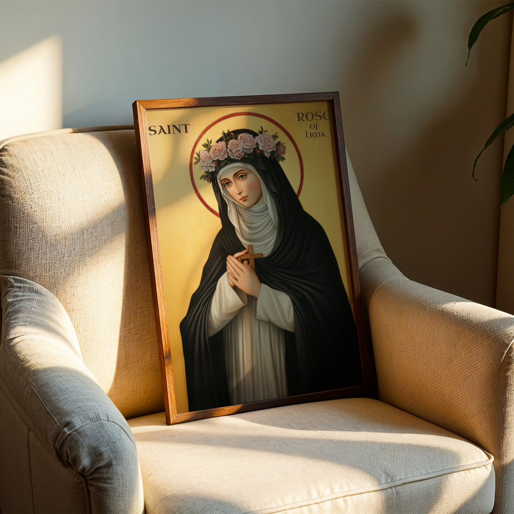 Saint Rose of Lima Icon Print, Women of Faith Gift, confirmation gift, Catholic Decor