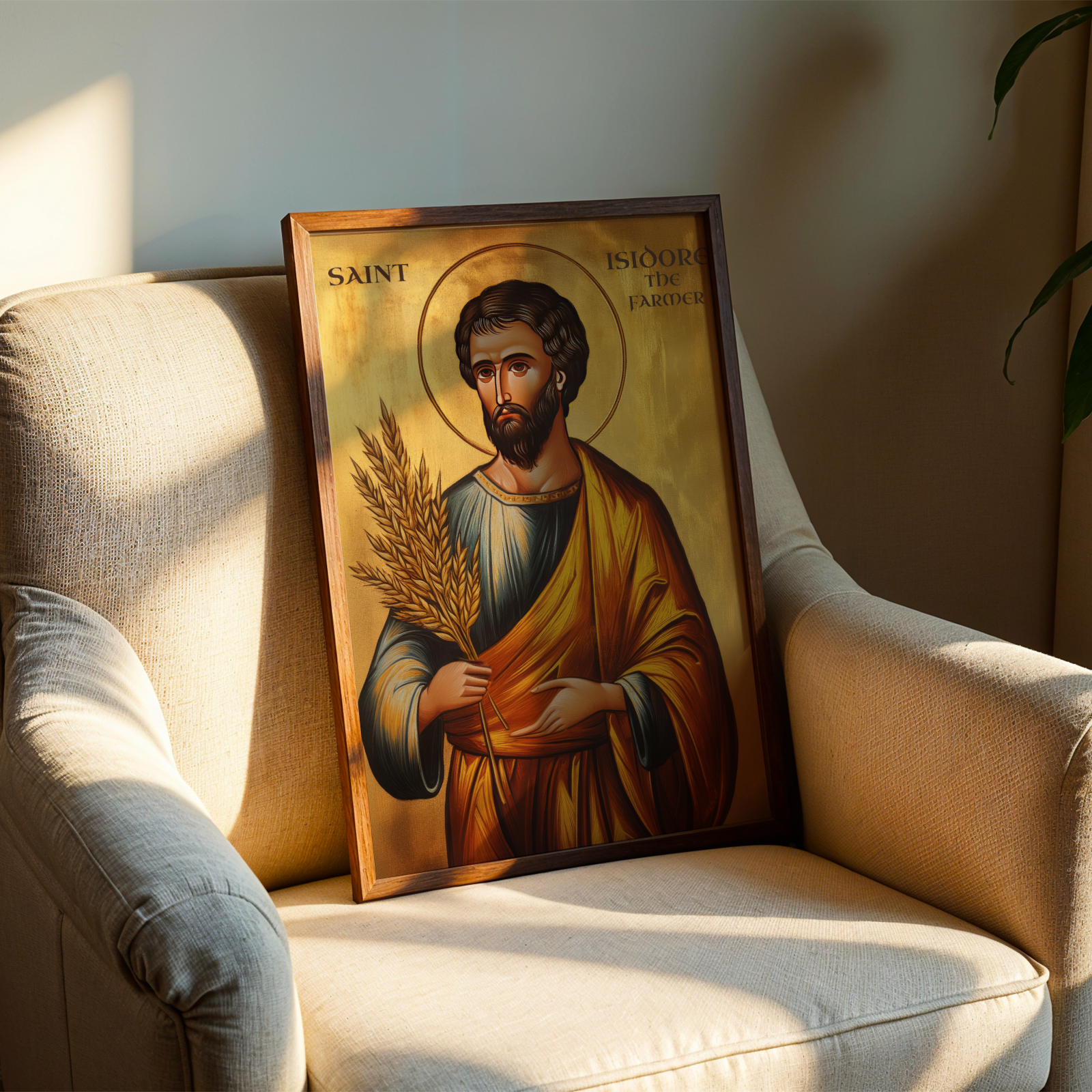Saint Isidore the Farmer Icon Print, House Blessing and Baptism Gift, Holygraceart