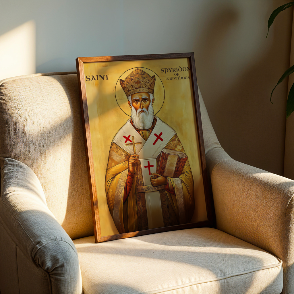 Saint Spyridon of Trimythous Icon Print, Clergy & Bishop Gift, Orthodox Home Decor