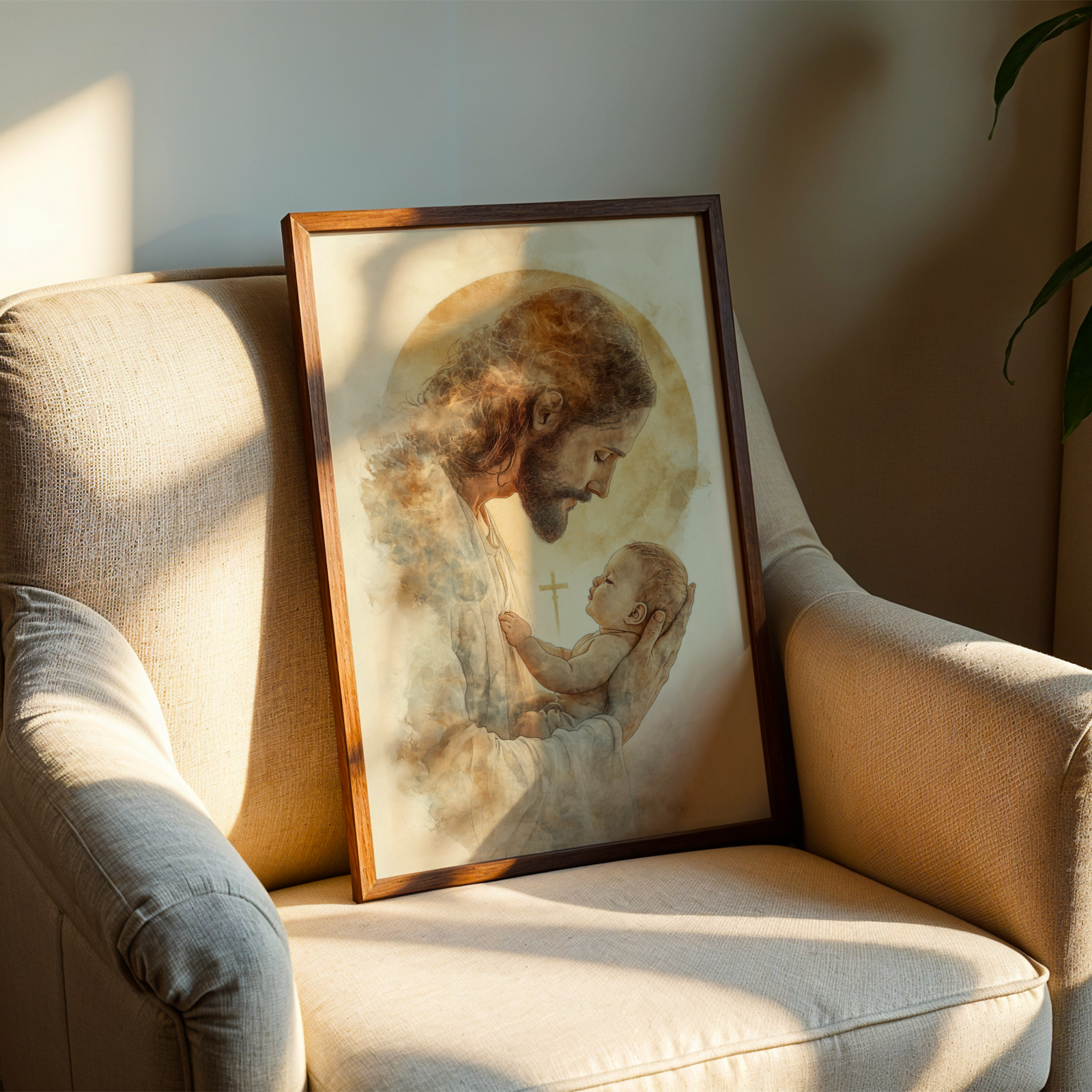Jesus with Baby Wall Art, Baptism Gift, Christian Nursery Decor, Holygraceart