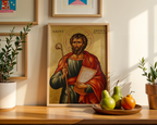 Saint James the Greater Icon Wall Art, Baptism & Pilgrim Gift, Camino Saint Orthodox Decor