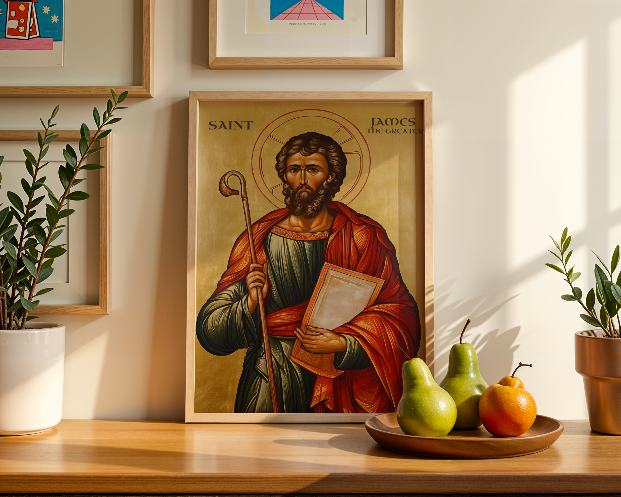 Saint James the Greater Icon Wall Art, Baptism & Pilgrim Gift, Camino Saint Orthodox Decor