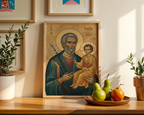 Saint Joseph the Betrothed Icon Wall Art, Family Blessing Gift Orthodox Wall Art, Holygraceart