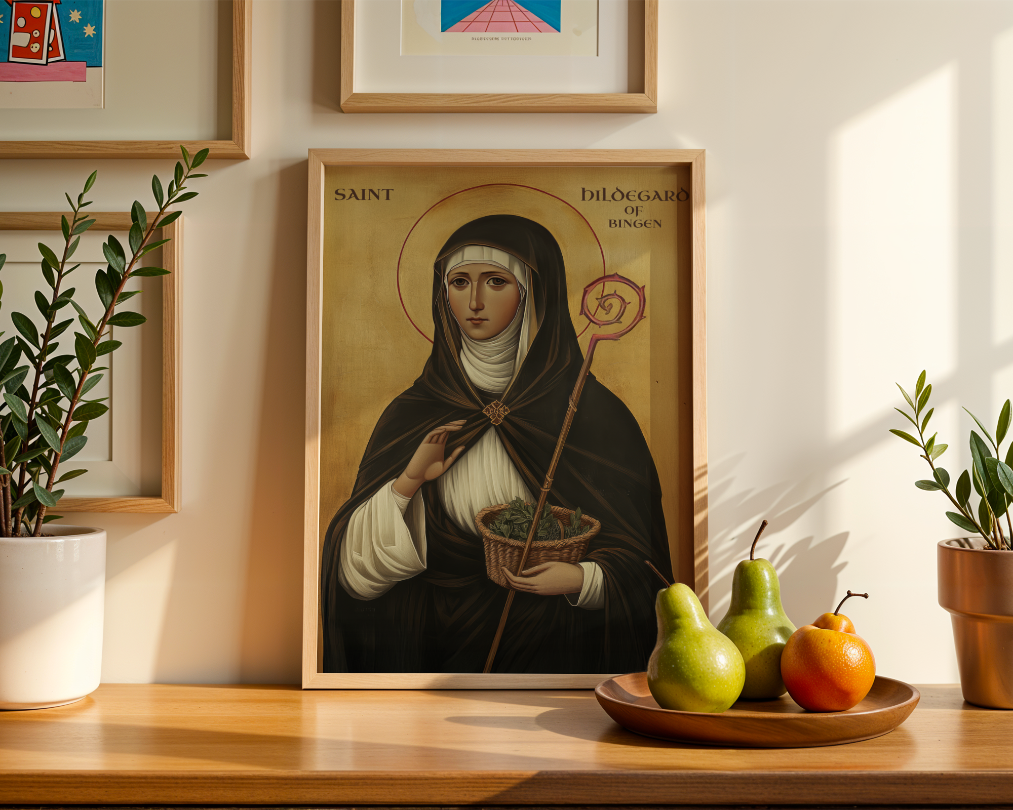 Saint Hildegard of Bingen Icon Print, Spiritual Wisdom Gift, Byzantine Wall Art, Holygraceart