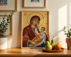 Virgin Mary and Child Orthodox Icon Print, Marian Home Decor, Holygraceart