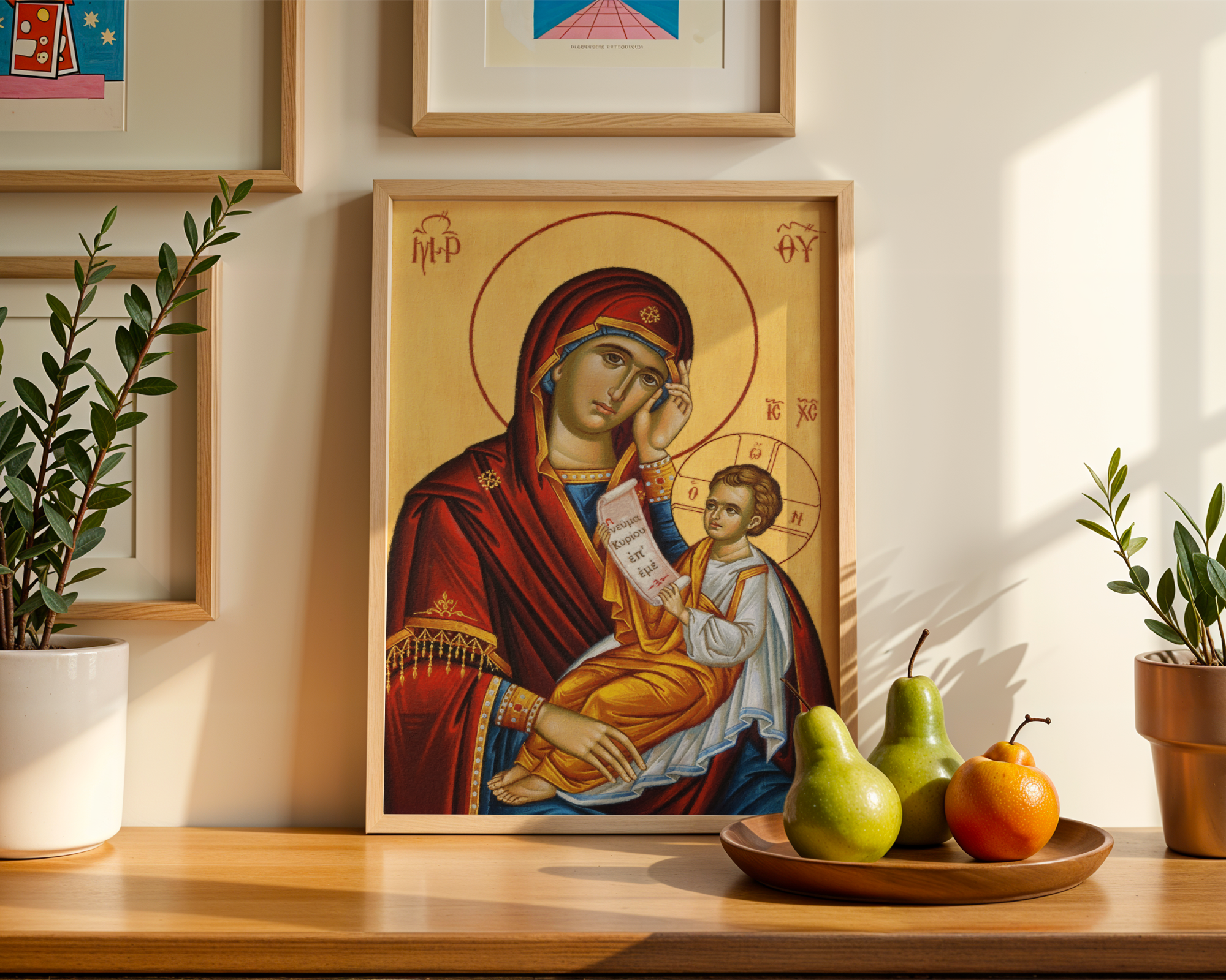 Virgin Mary and Child Orthodox Icon Print, Marian Home Decor, Holygraceart